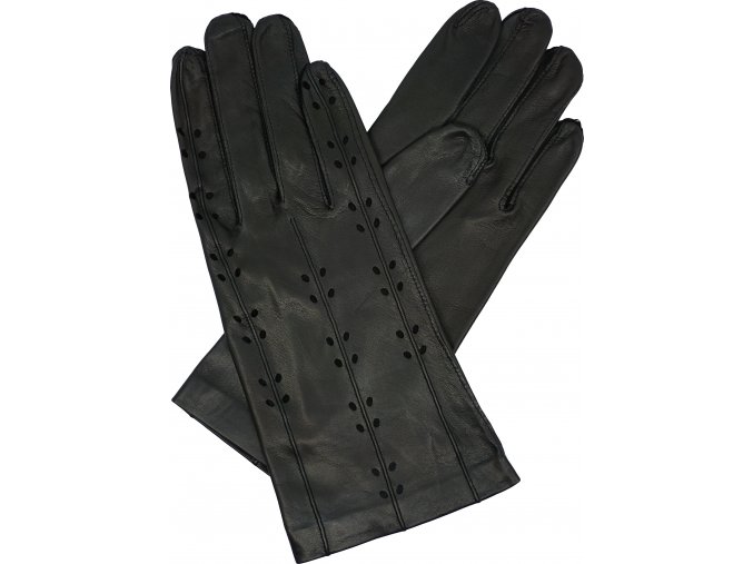 dámské rukavice bezpodšívkové černé výsek lístky