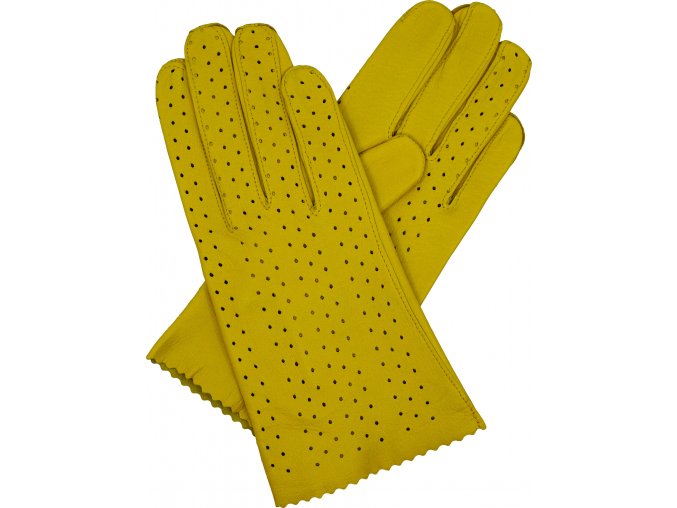 dámské rukavice bezpodšívkové žlutá výsek