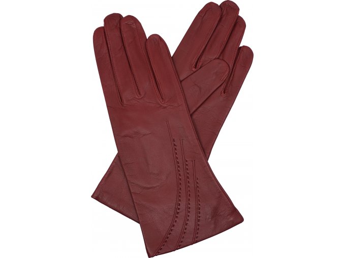 dámské kožené rukavice podšívka UH výšivka červené