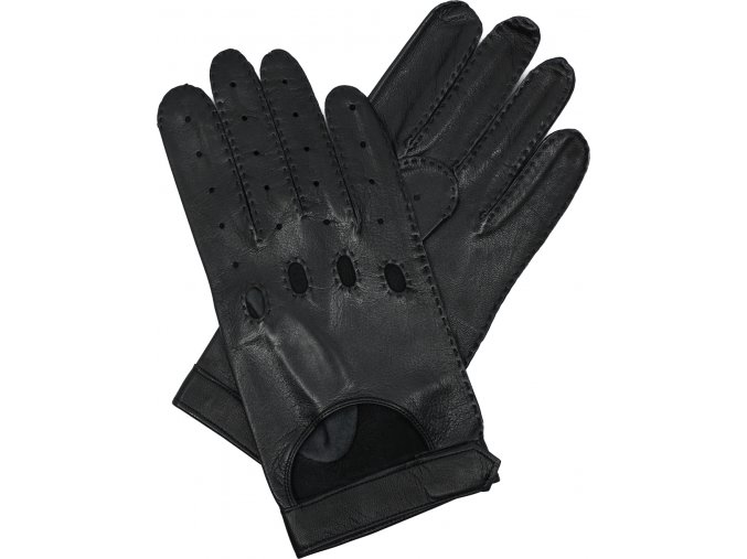 pánské kožené rukavice řidičské černé suchý zip