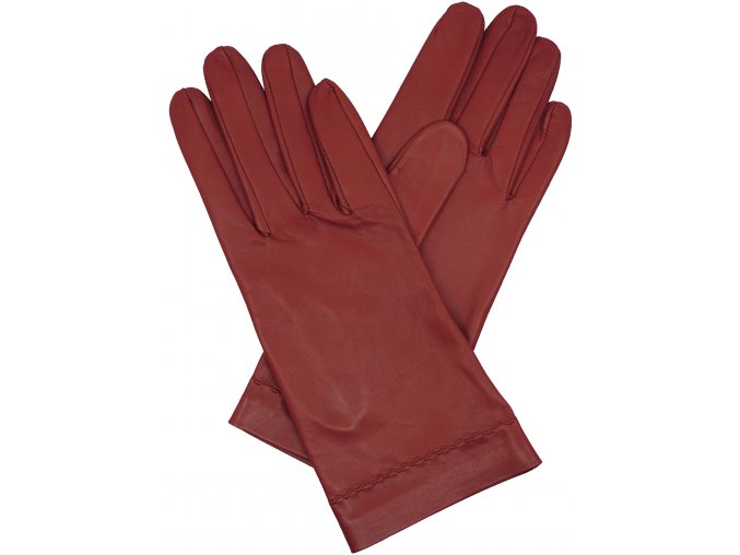 dámské kožené rukavice bezpodšívkové červená