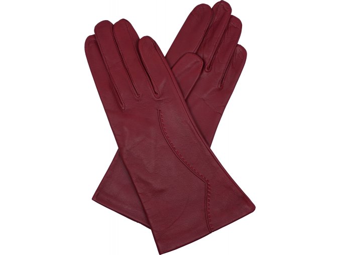 dámské kožené rukavice podšívka UH výšivka červená