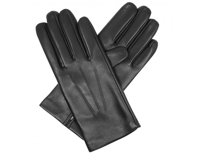 pánské rukavice černé s podšívkou hedvábí 4510-9606-142