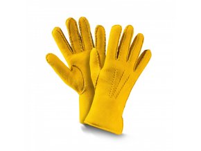 dámské kožešinové rukavice PREMIUM žlutá
