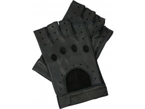 pánské kožené rukavice bezprsté suchý zip černé