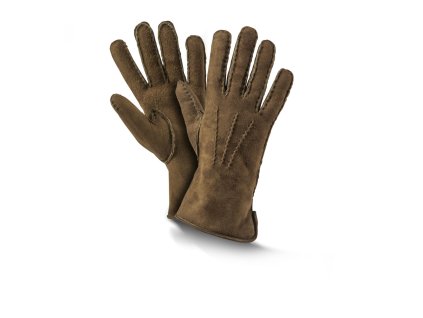 rękawiczki futrzane damskie PREMIUM oliwkowe