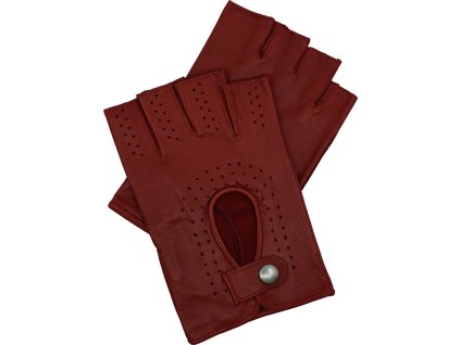 męskie skórzane rękawiczki bez palców czerwone