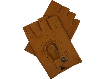 rękawiczki bez palców męskie skórzane koniakowe