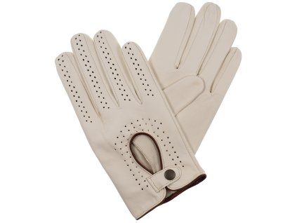 rękawiczki samochodowe męskie beżowe/brązowe wykończenie