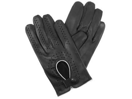 rękawiczki samochodowe męskie czarne/białe wykończenie