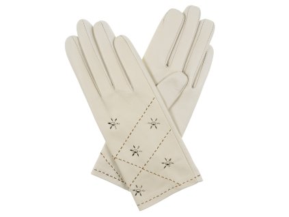 Damskie rękawiczki w gwiazdki bez podszewki (Kolor beżowy, Rozmiar 6,5)