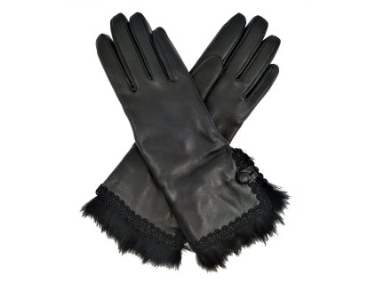 Rękawiczki damskie z podszewką i mankietem z futerka