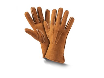 rękawiczki futrzane damskie PREMIUM koniak