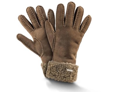 Rękawiczki futrzane damskie brązowe TEDDY