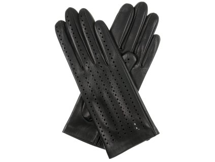 Rękawiczki damskie bez podszewki z rozcięciem - czarne