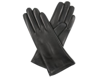 Rękawiczki damskie niebieskie z podszewką jedwabną - czarne