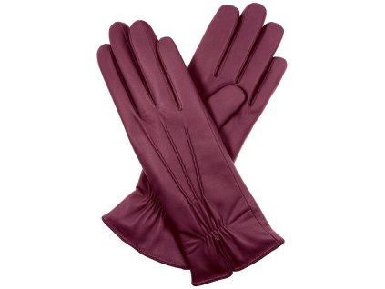 Rękawiczki damskie z podszewką wełnianą - bordowe