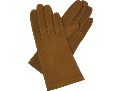 rękawiczki damskie bez podszewki brązowe zamszowe gładkie