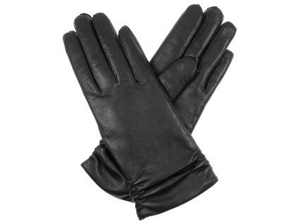 Rękawiczki damskie, podszewka wełniana - czarne