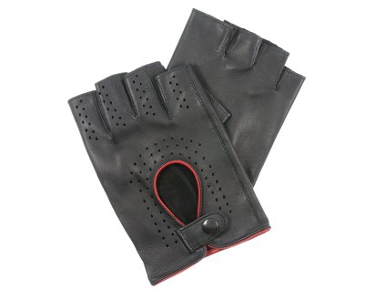 Rękawiczki bez palców męskie czarne/czerwone wykończenie (Rozmiar 9)