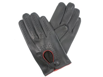 Rękawiczki samochodowe męskie czarne/czerwone wykończenie (Kolor wielobarwny, Rozmiar 10)