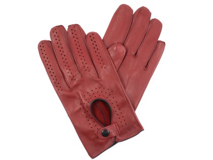 Rękawiczki samochodowe męskie z wykończeniem w kolorze czerwonym/czarnym (Kolor 17 - czerwony, Rozmiar 10)