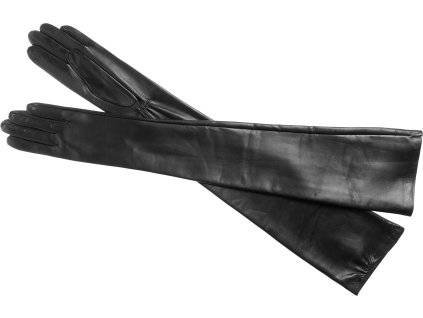 Rękawiczki damskie z podszewką jedwabną, ultra długie 16C - czarne