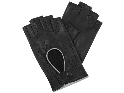 Rękawiczki damskie bez palców, czarne, wykończenie białe