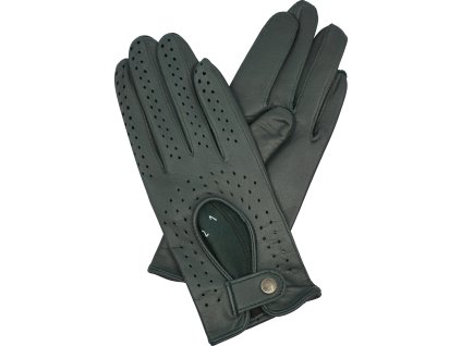 damskie skórzane rękawiczki samochodowe zielone