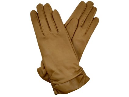 Rękawiczki damskie z podszewką w kolorze wielbłądzim