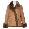 Kurtka futrzana damska Dominika II. (Kolor beżowy, Rozmiar 42)