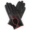 Rękawiczki samochodowe damskie - czarne, wykończenie czerwone