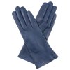 Rękawiczki damskie z podszewką jedwabną - granatowe