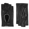 Rękawiczki damskie bez palców, czarne, wykończenie białe