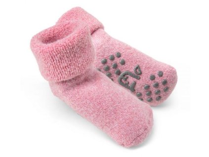 Detské vlnené ponožky ABS protišmykové ružová