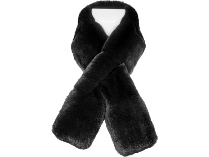 kožušinová šálka s prievlakom REX čierny 01