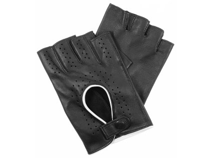 Pánske rukavice bezprsté čierne / biely lem (Farba čierna - biely lem, Veľkosť 10)