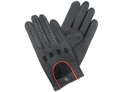 Pánske rukavice vodičské čierne / červený lem