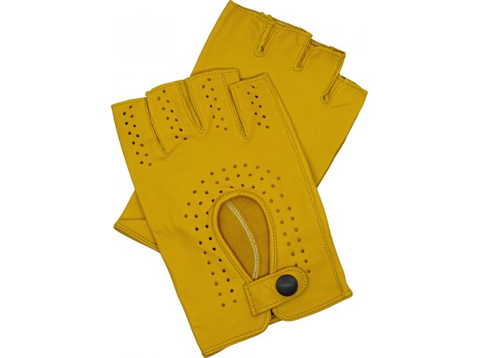 pánské kožené rukavice bezprsté žluté