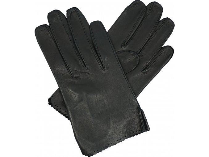 dámské rukavice bezpodšívkové černé výsek lem