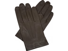 pánské kožené rukavice bezpodšívkové gumička hnědé