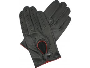 pánské kožené rukavice řidičské černé červený lem