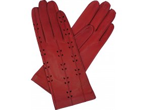 dámské rukavice bezpodšívkové červené výsek lístečky