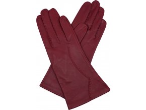 dámské kožené rukavice podšívka UH výšivka červená