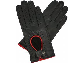 dámské řidičské rukavice černé červený lem