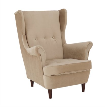 Ušiakové kreslo - RUFINO, Béžová látka