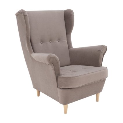 Ušiakové kreslo - RUFINO, Béžovosivá látka