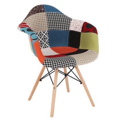 Dizajnové kreslo - TOBO, Patchwork látka
