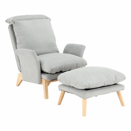 Relaxačné kreslo s podnožkou - ZANDER, Sivá látka