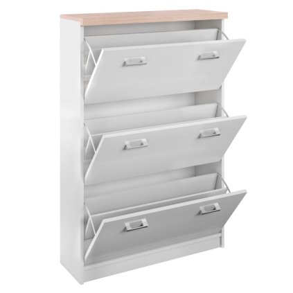 Botník – TOPTY 3, Biela/dub sonoma